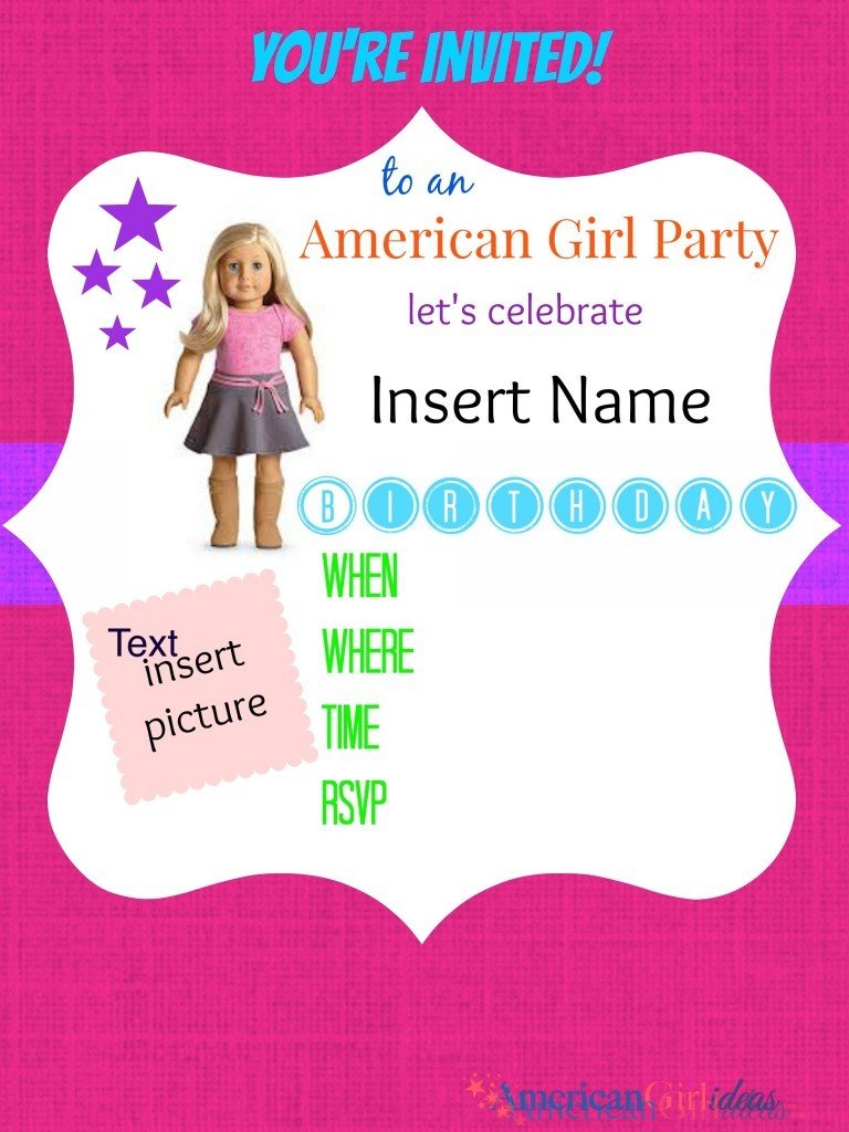 American Girl Party Invitations â¢ American Girl Ideas